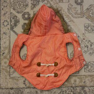 Small/Medium Coral Hooded Dog Coat with Toggle Buttons